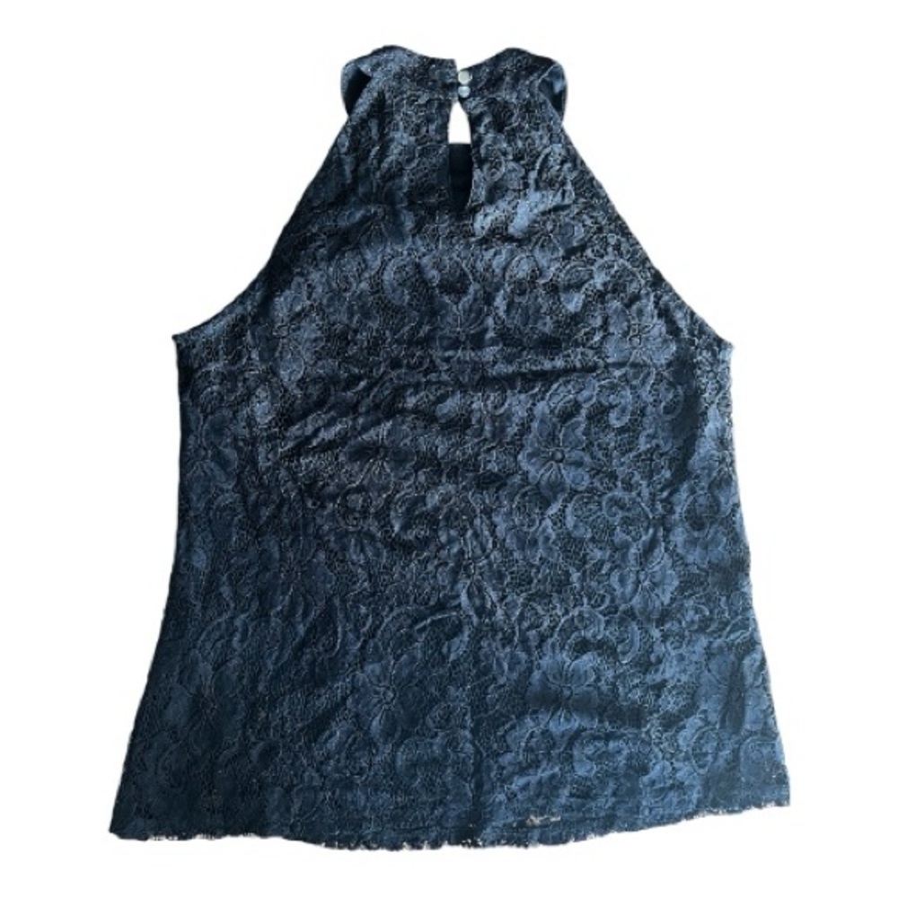 Cable & Gauge Black Halter Lined Lace Blouse Size L - Picture 4 of 9